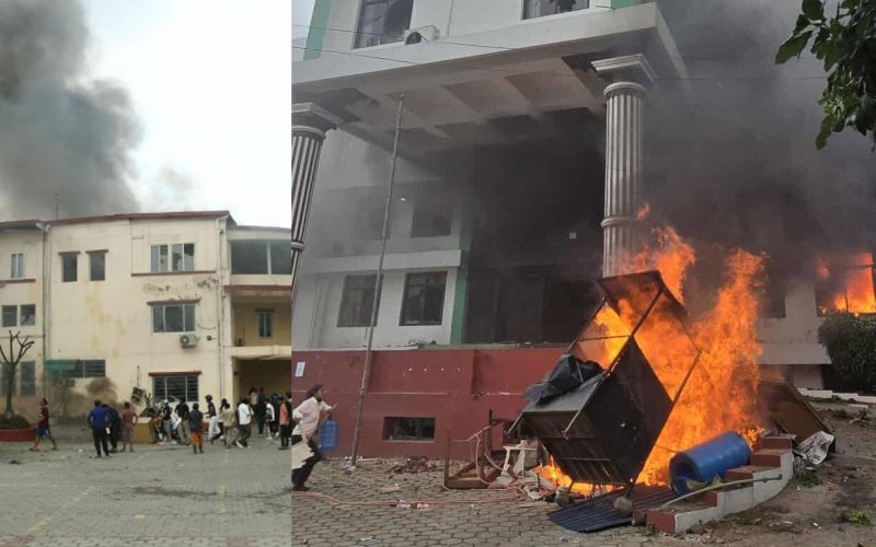 काँग्रेस र एमालेका केन्द्रीय कार्यालयमा तोडफोड र आगजनी