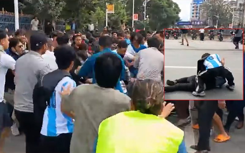 जंगीअड्डा बाहिर भेला भएका जेनजी समुहबीच कुटाकुट