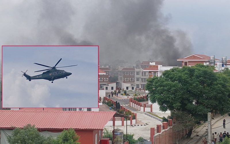 भैसेपाटीस्थित निवासबाट मन्त्रीहरुको हेलिकप्टरमा उद्धार