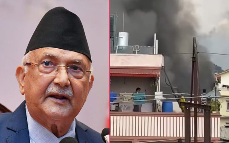 ओलीको बालकोटस्थित निवासमा आगलागी