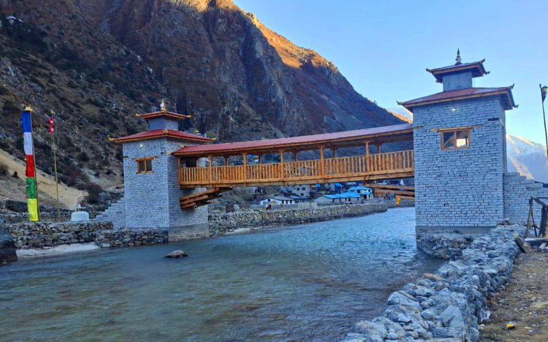 मुगु गाउँमा बन्यो चिटिम शैलीको अनौठो पुल